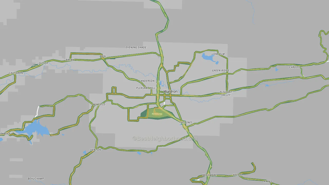 72958, AR Map of Noise Levels in 72958