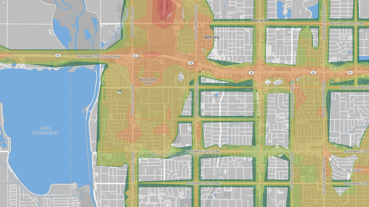 73008, OK Map of Noise Levels in 73008