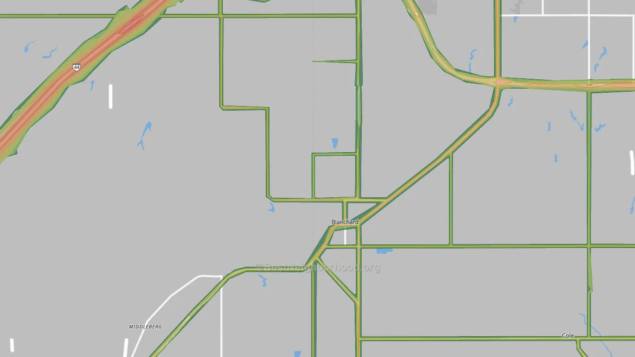 73010, OK Map of Noise Levels in 73010