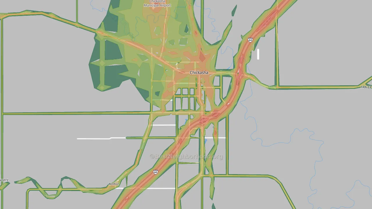 73018, OK Map of Noise Levels in 73018