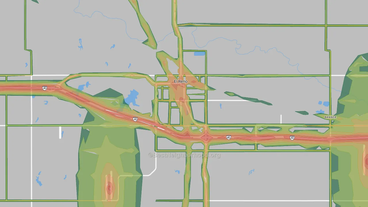 73036, OK Map of Noise Levels in 73036