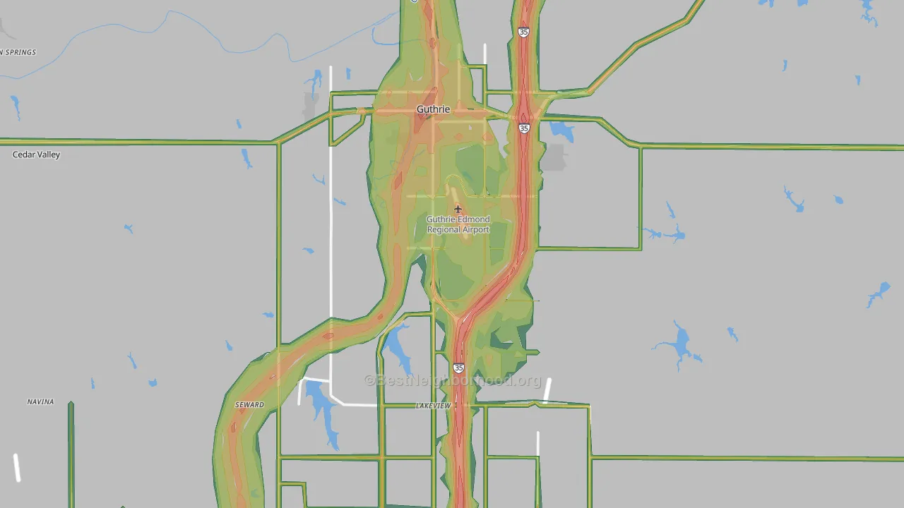 73044, OK Map of Noise Levels in 73044