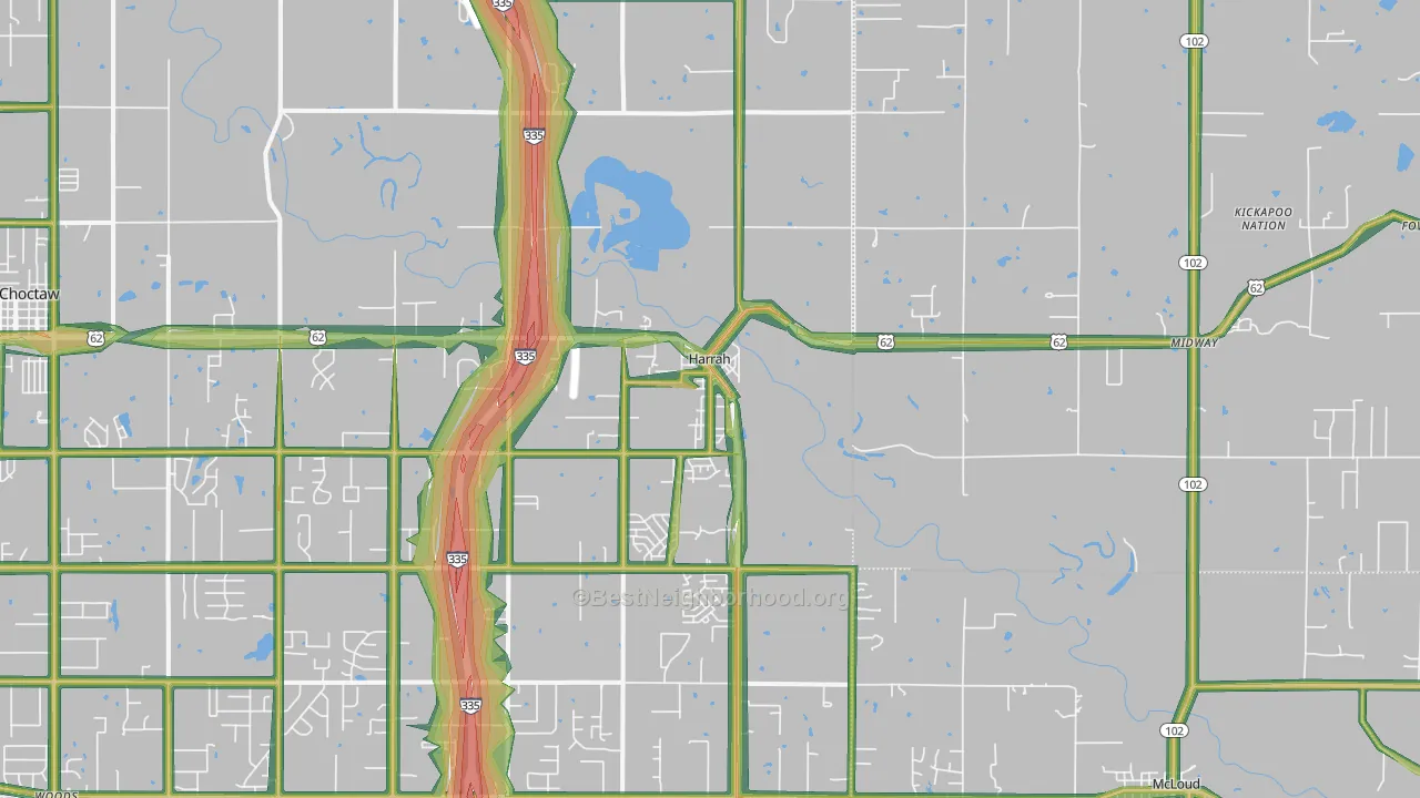 73045, OK Map of Noise Levels in 73045