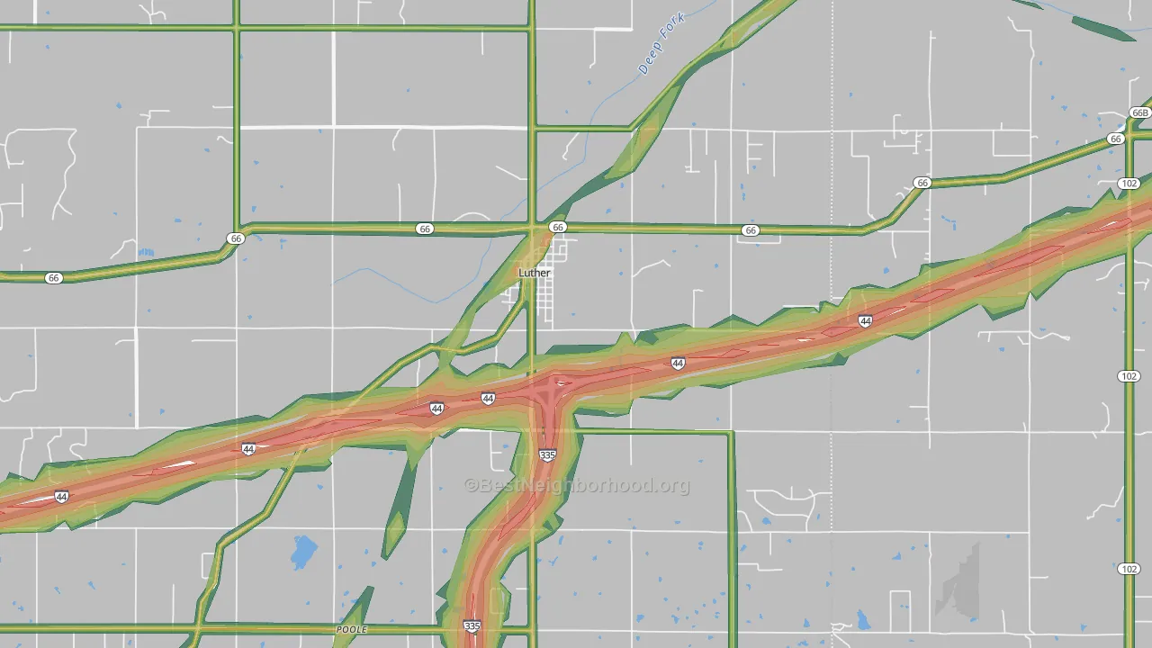 73054, OK Map of Noise Levels in 73054