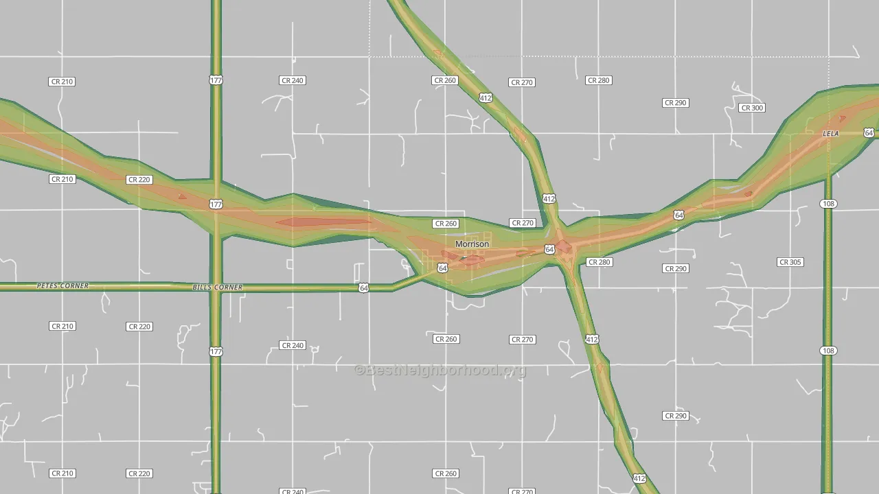 73061, OK Map of Noise Levels in 73061