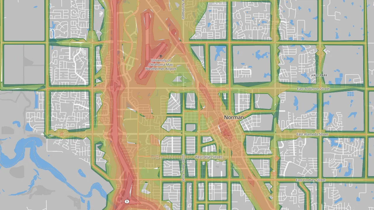 73069, OK Map of Noise Levels in 73069