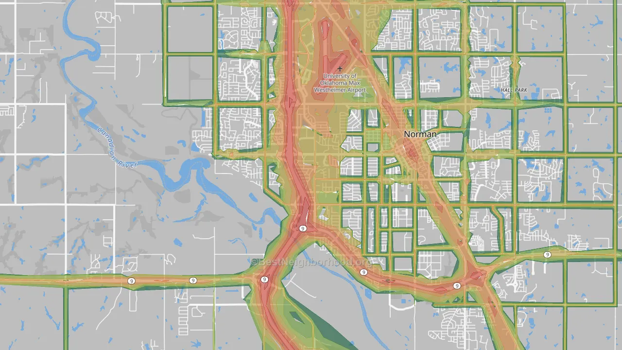 73072, OK Map of Noise Levels in 73072