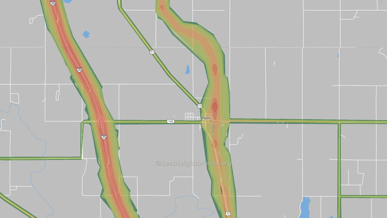 73074, OK Map of Noise Levels in 73074