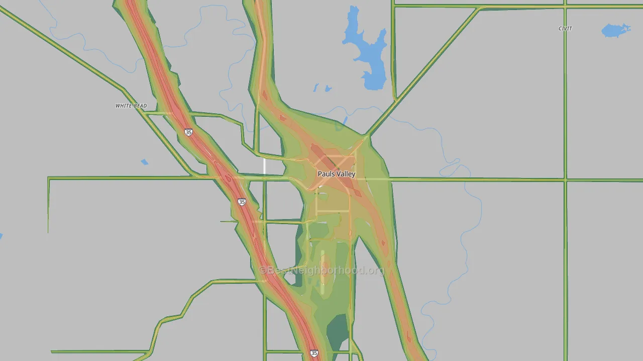 73075, OK Map of Noise Levels in 73075