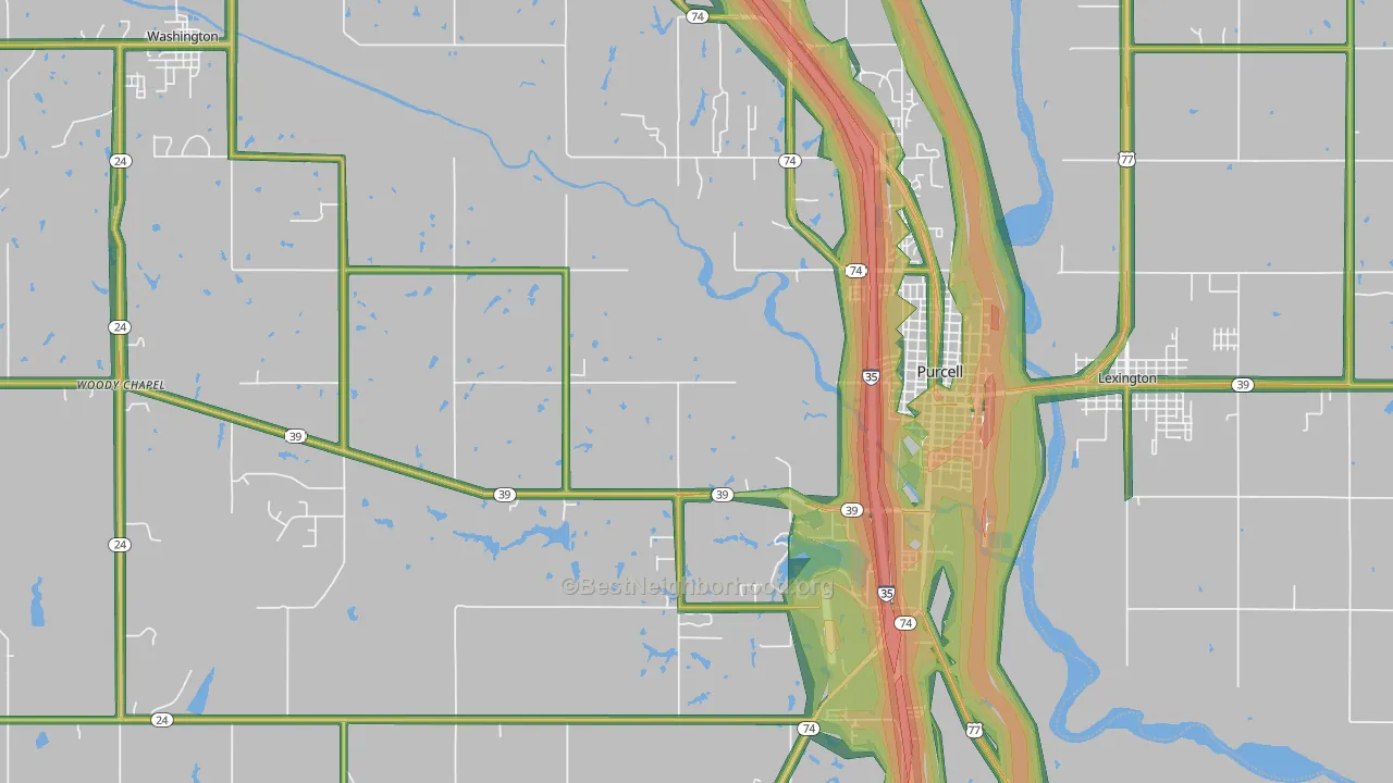 73080, OK Map of Noise Levels in 73080