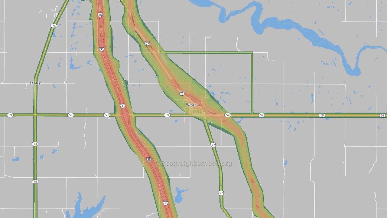 73095, OK Map of Noise Levels in 73095