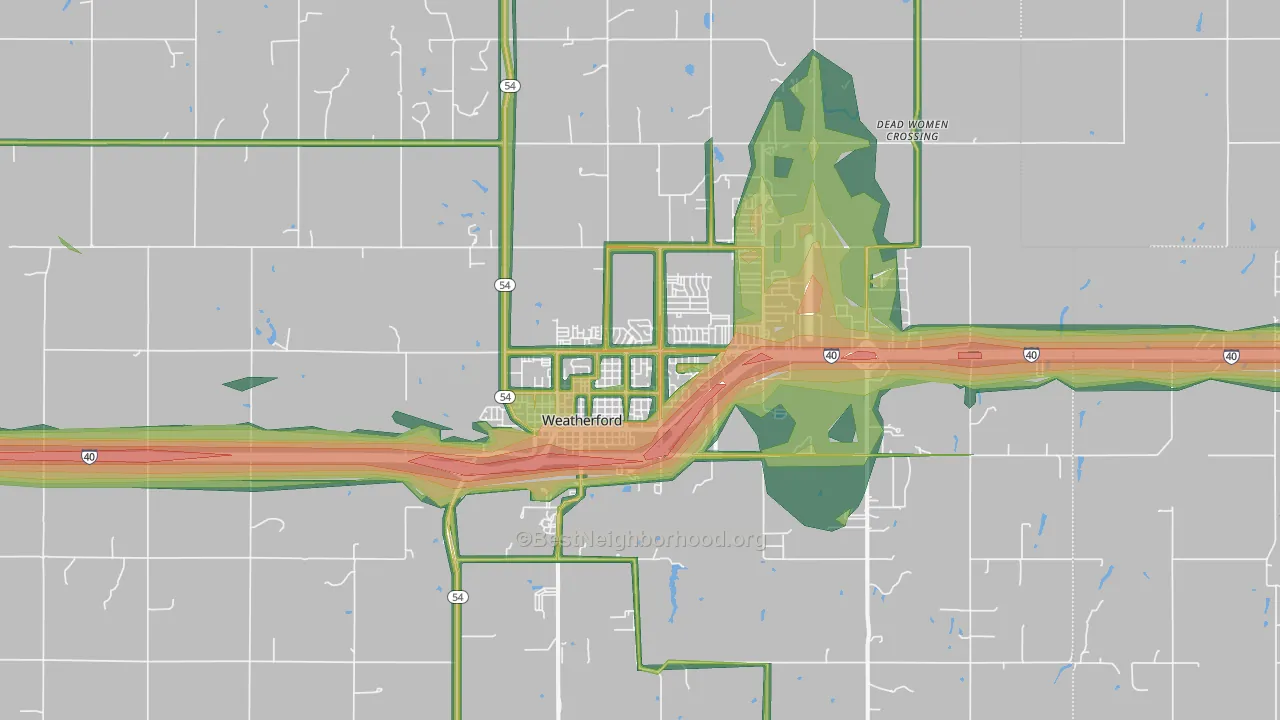 73096, OK Map of Noise Levels in 73096