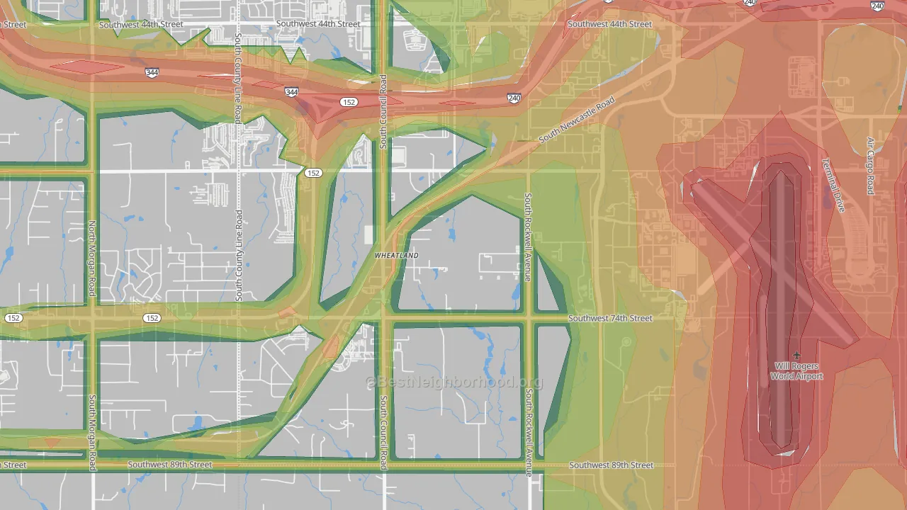 73097, OK Map of Noise Levels in 73097