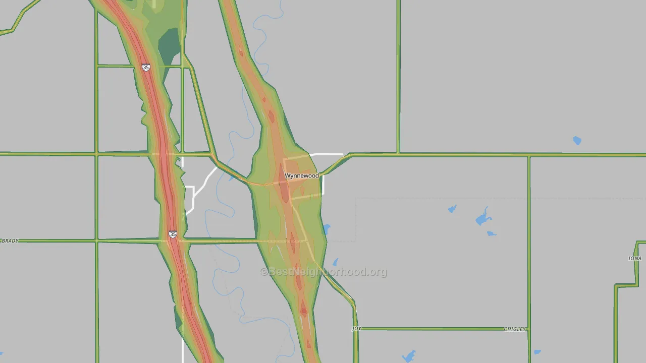 73098, OK Map of Noise Levels in 73098