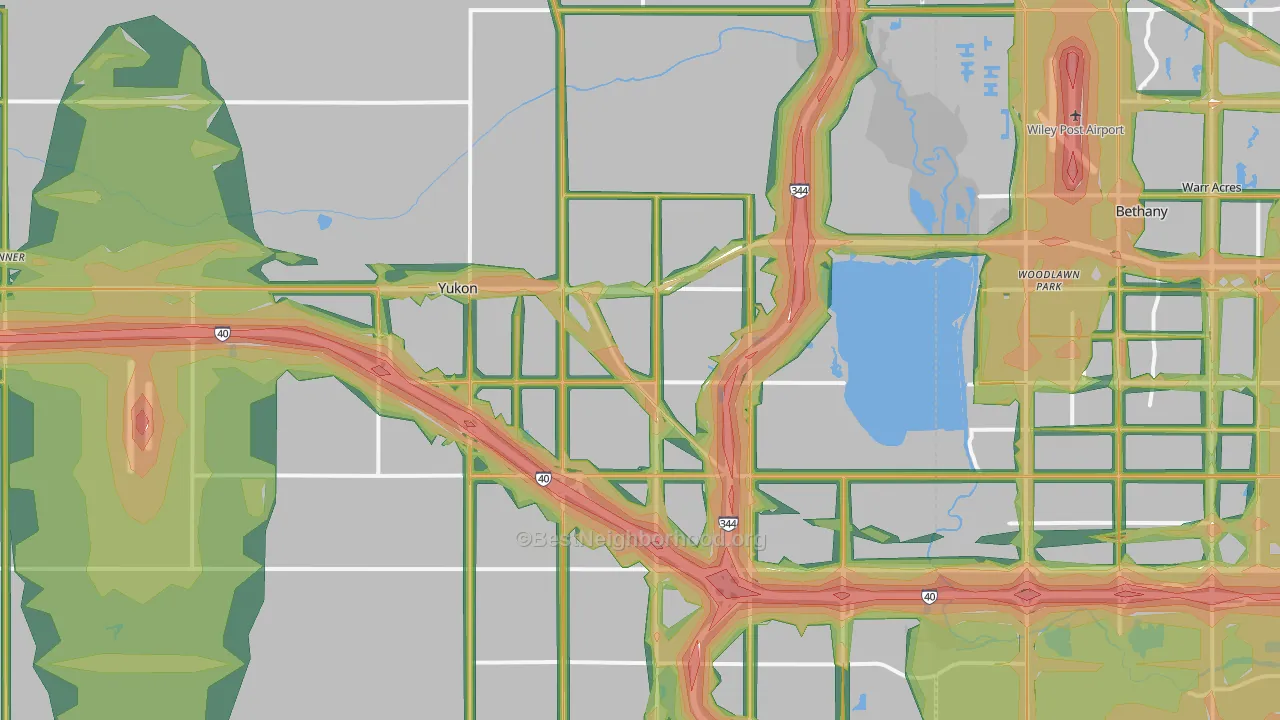73099, OK Map of Noise Levels in 73099