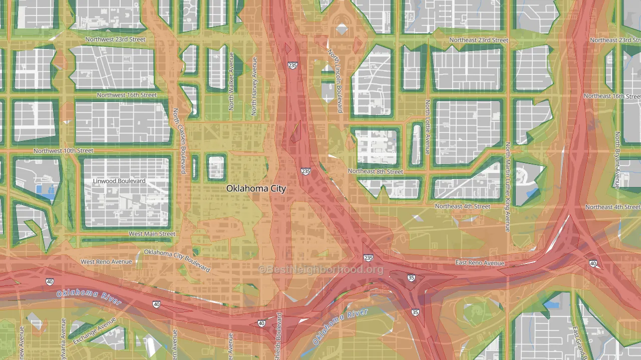 73104, OK Map of Noise Levels in 73104