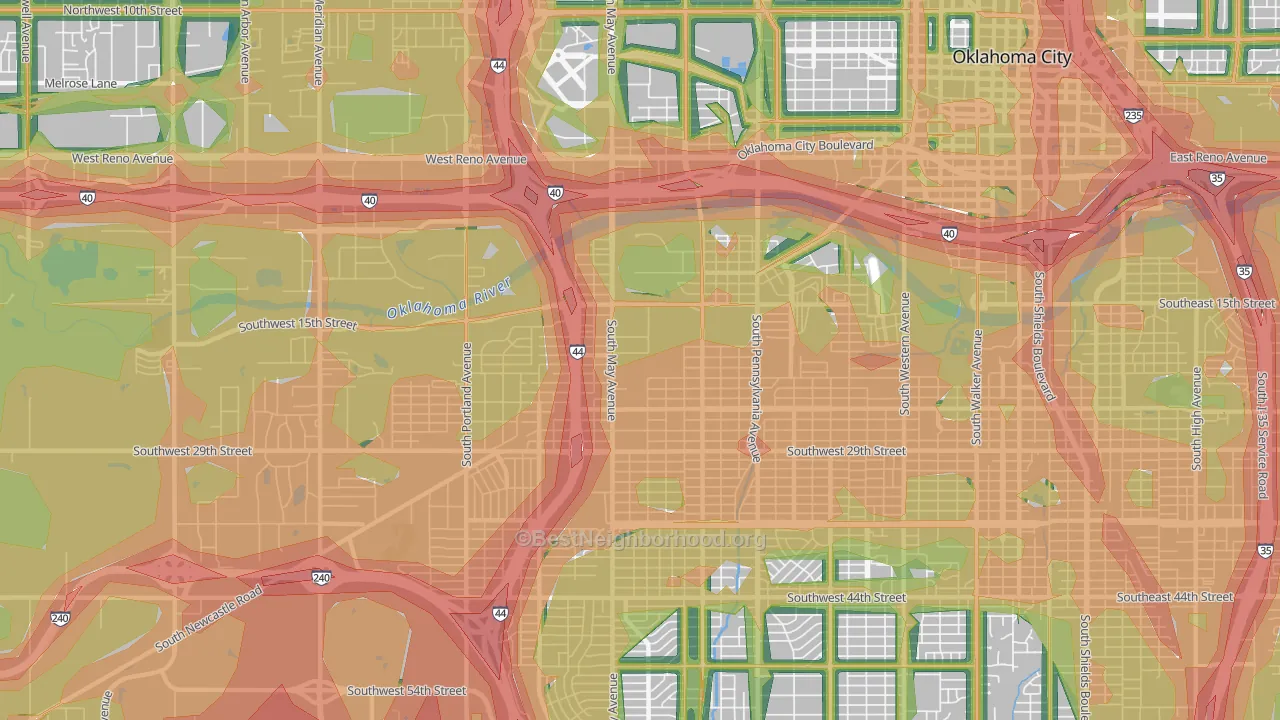 73108, OK Map of Noise Levels in 73108