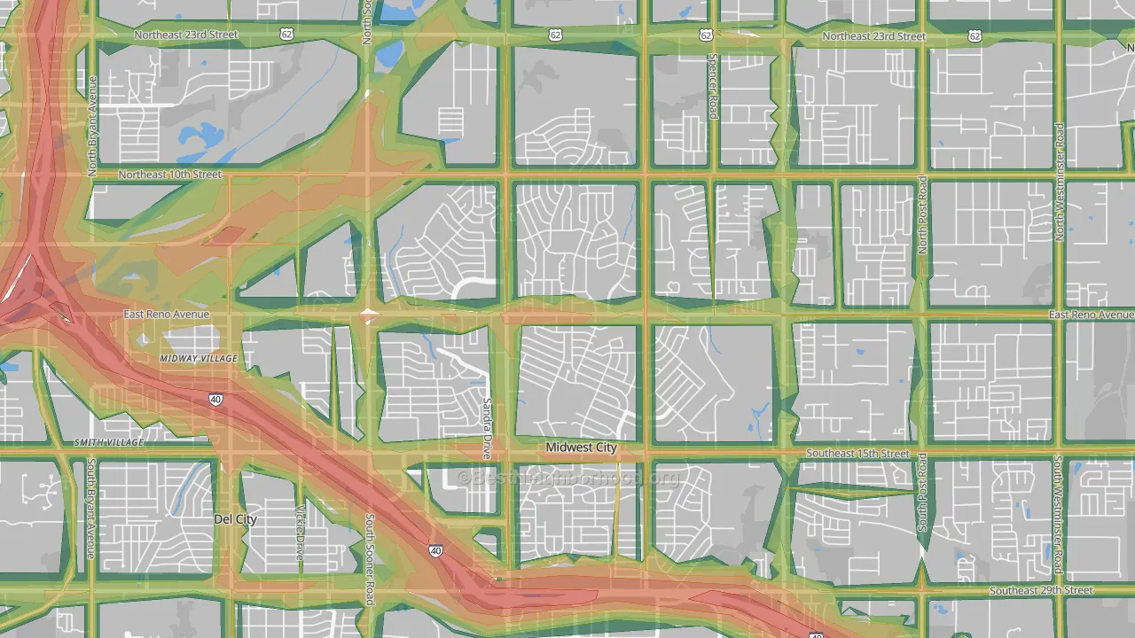 73110, OK Map of Noise Levels in 73110