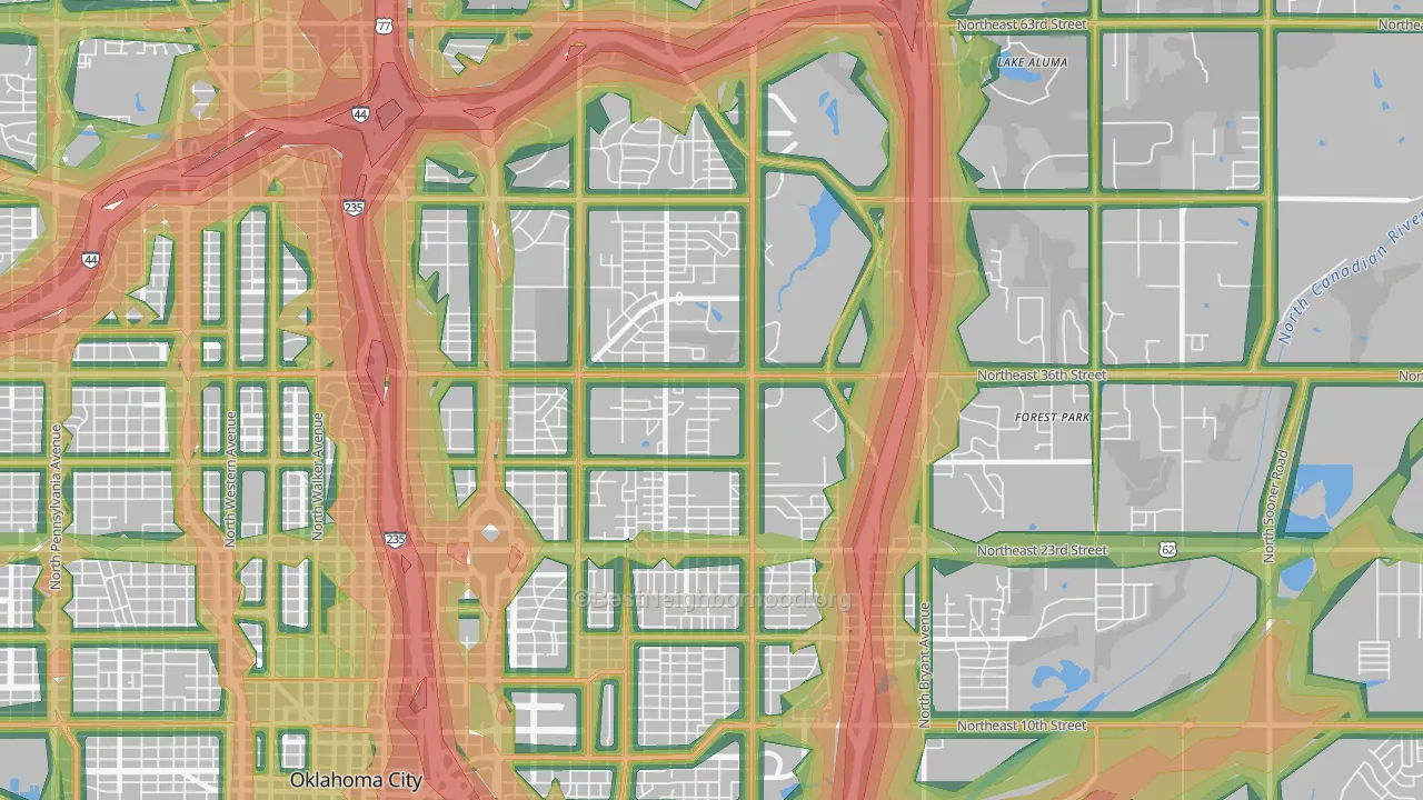73111, OK Map of Noise Levels in 73111
