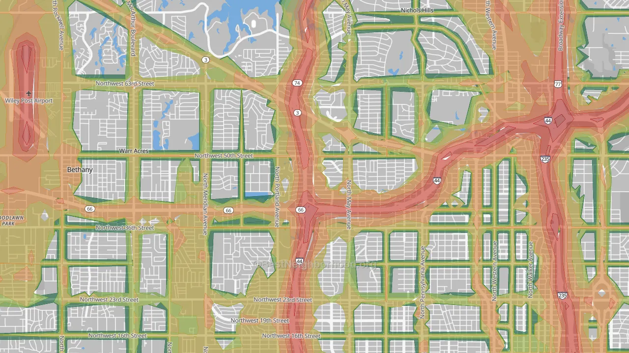 73112, OK Map of Noise Levels in 73112