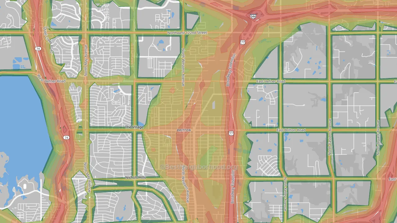 73114, OK Map of Noise Levels in 73114