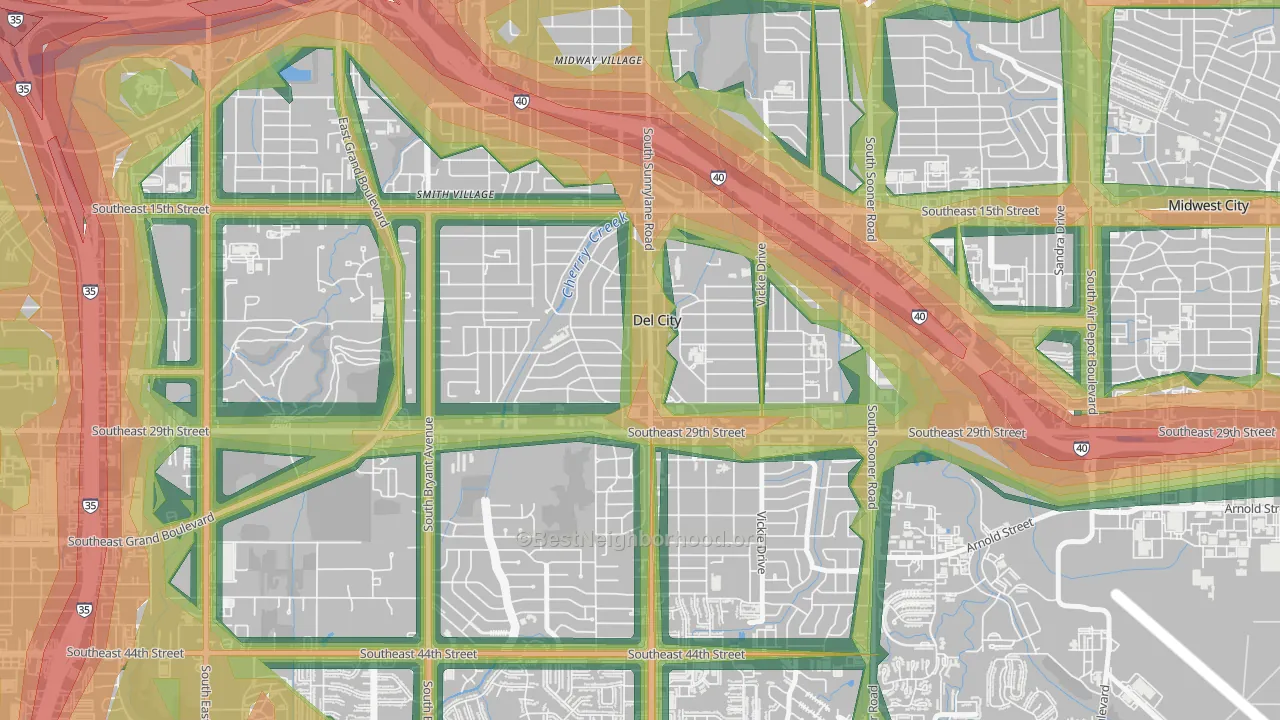 73115, OK Map of Noise Levels in 73115