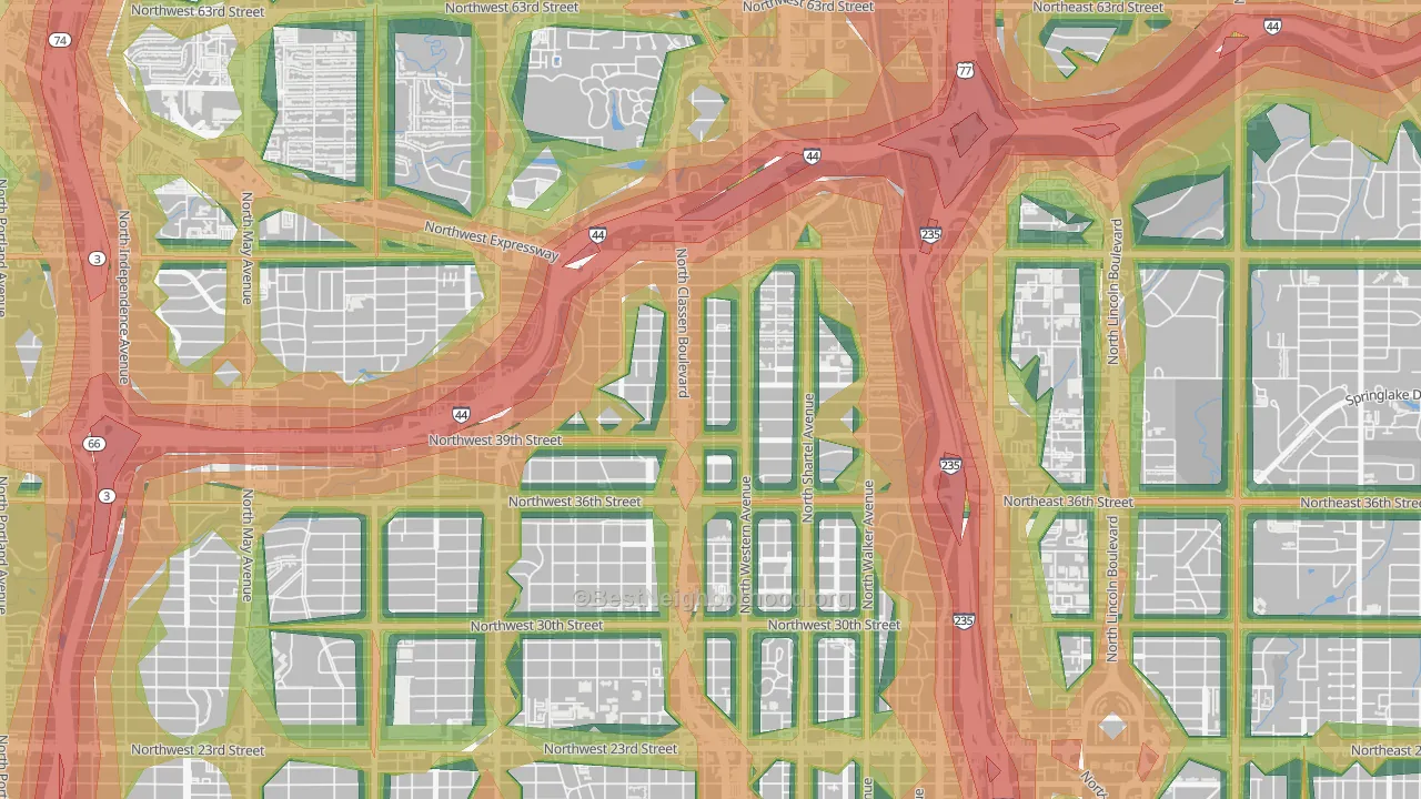73118, OK Map of Noise Levels in 73118