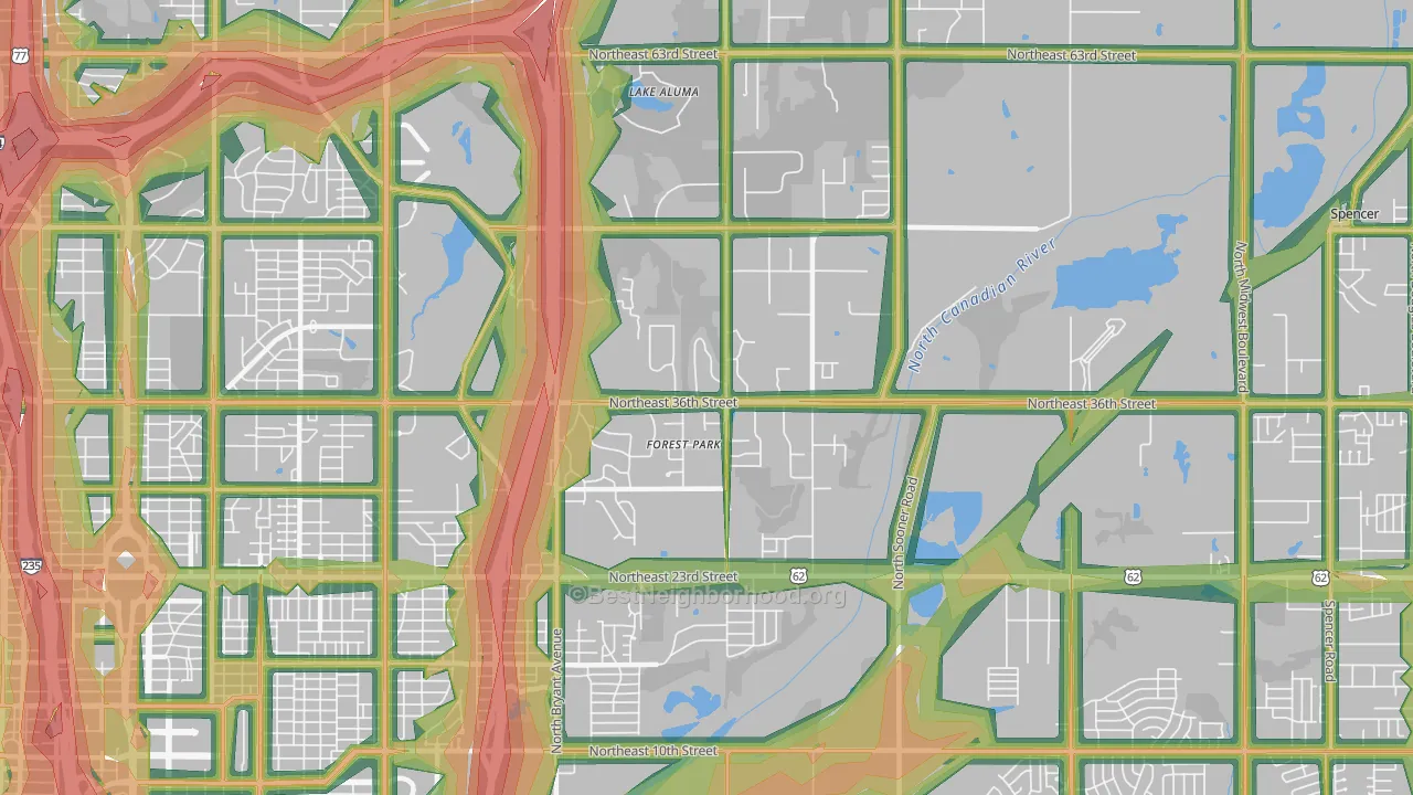 73121, OK Map of Noise Levels in 73121