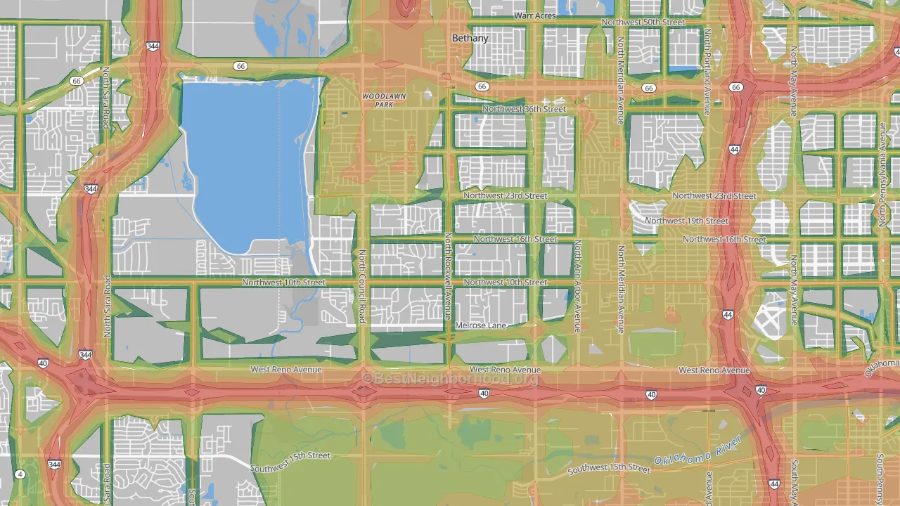 73127, OK Map of Noise Levels in 73127