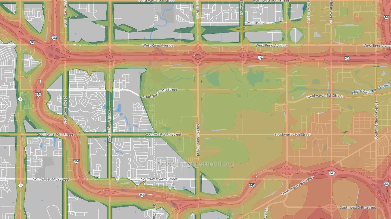 73128, OK Map of Noise Levels in 73128