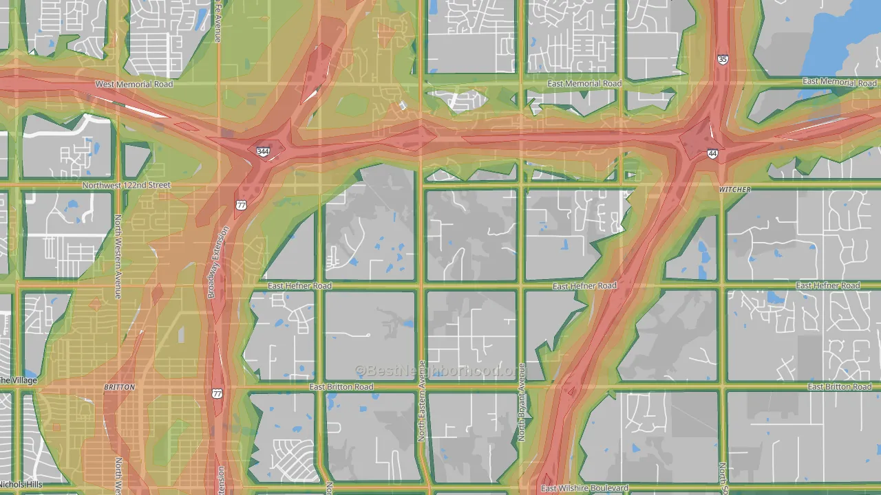 73131, OK Map of Noise Levels in 73131