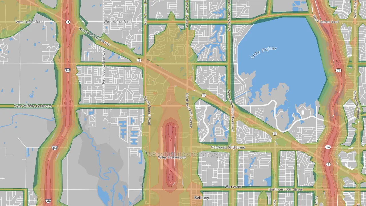 73132, OK Map of Noise Levels in 73132
