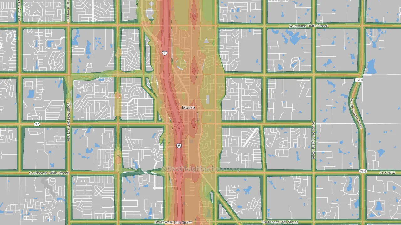 73160, OK Map of Noise Levels in 73160