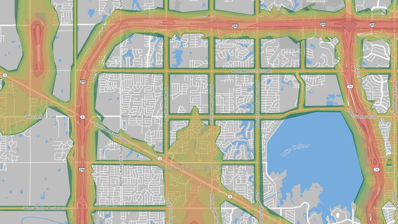 73162, OK Map of Noise Levels in 73162