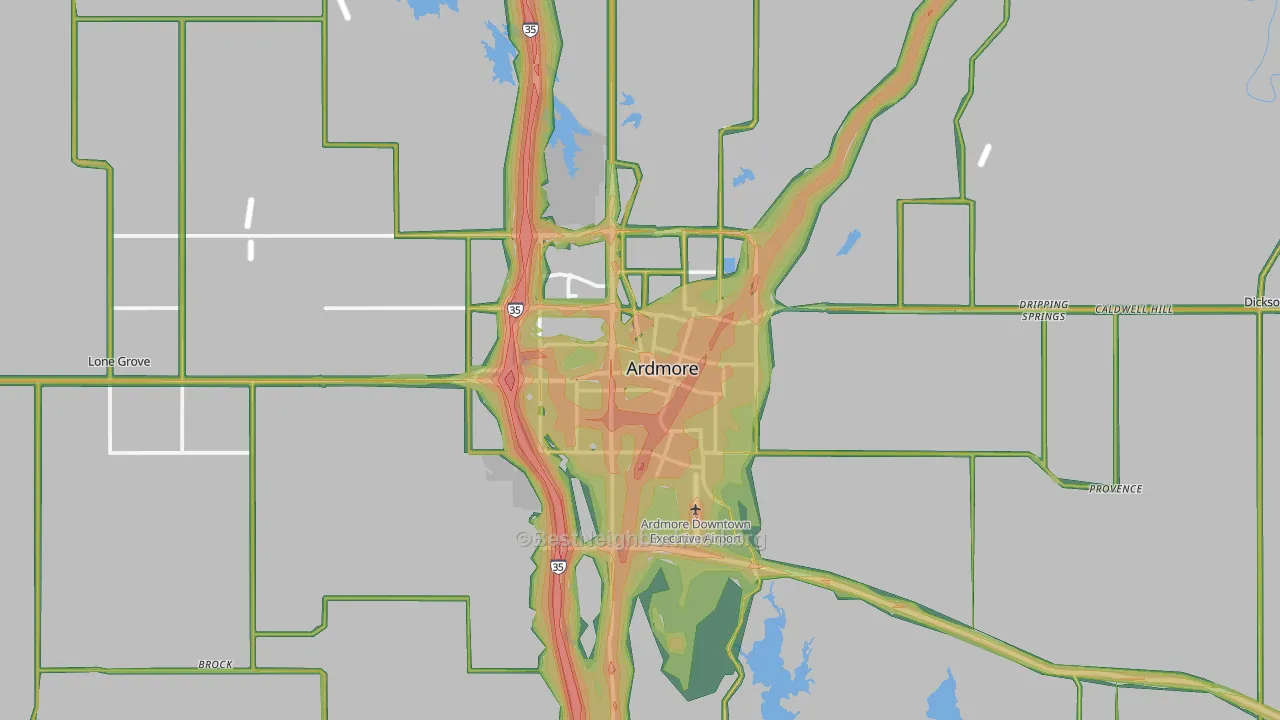 73401, OK Map of Noise Levels in 73401