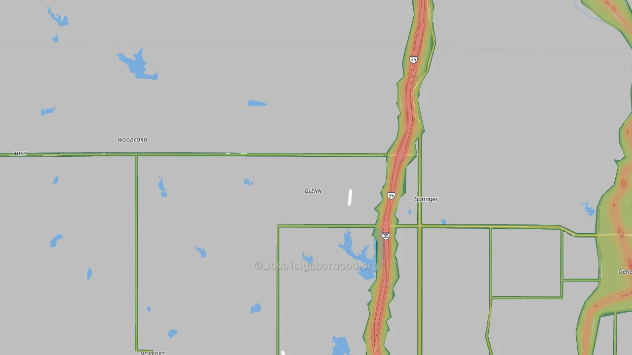 73458, OK Map of Noise Levels in 73458