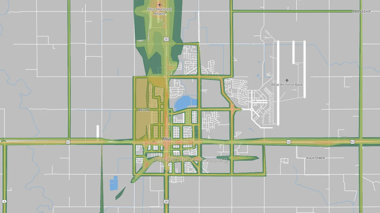 73521, OK Map of Noise Levels in 73521