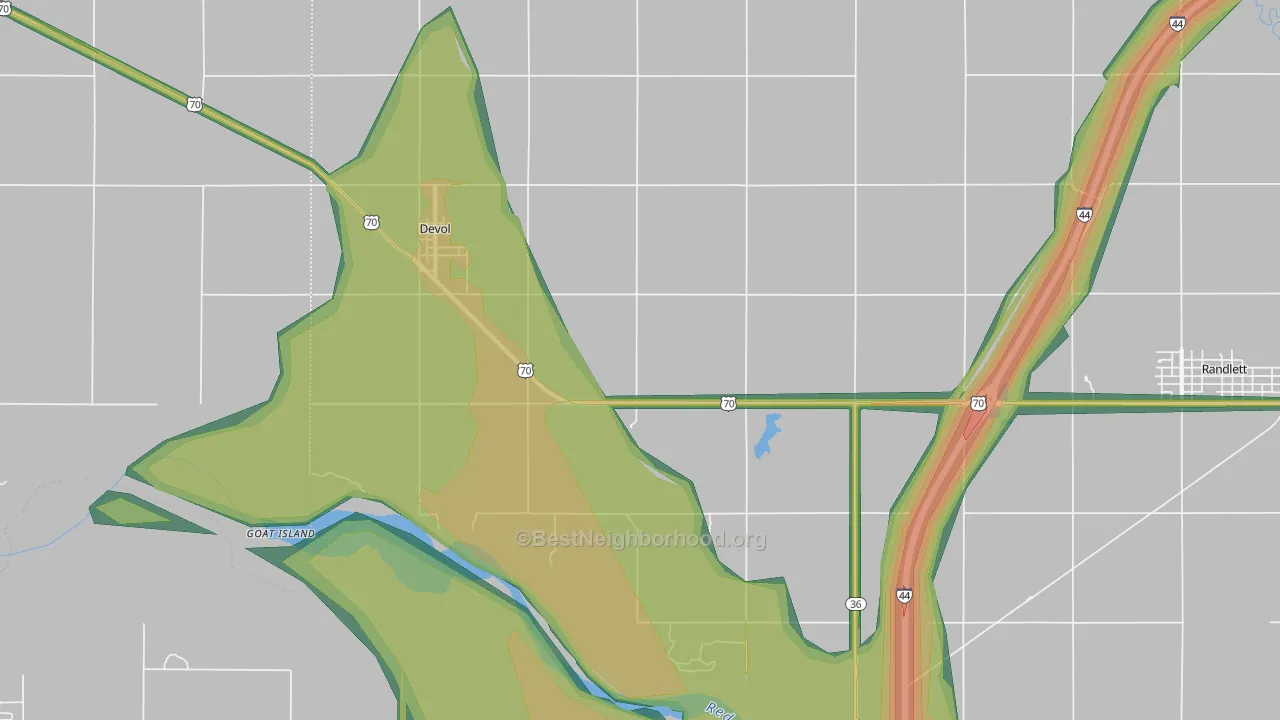 73531, OK Map of Noise Levels in 73531