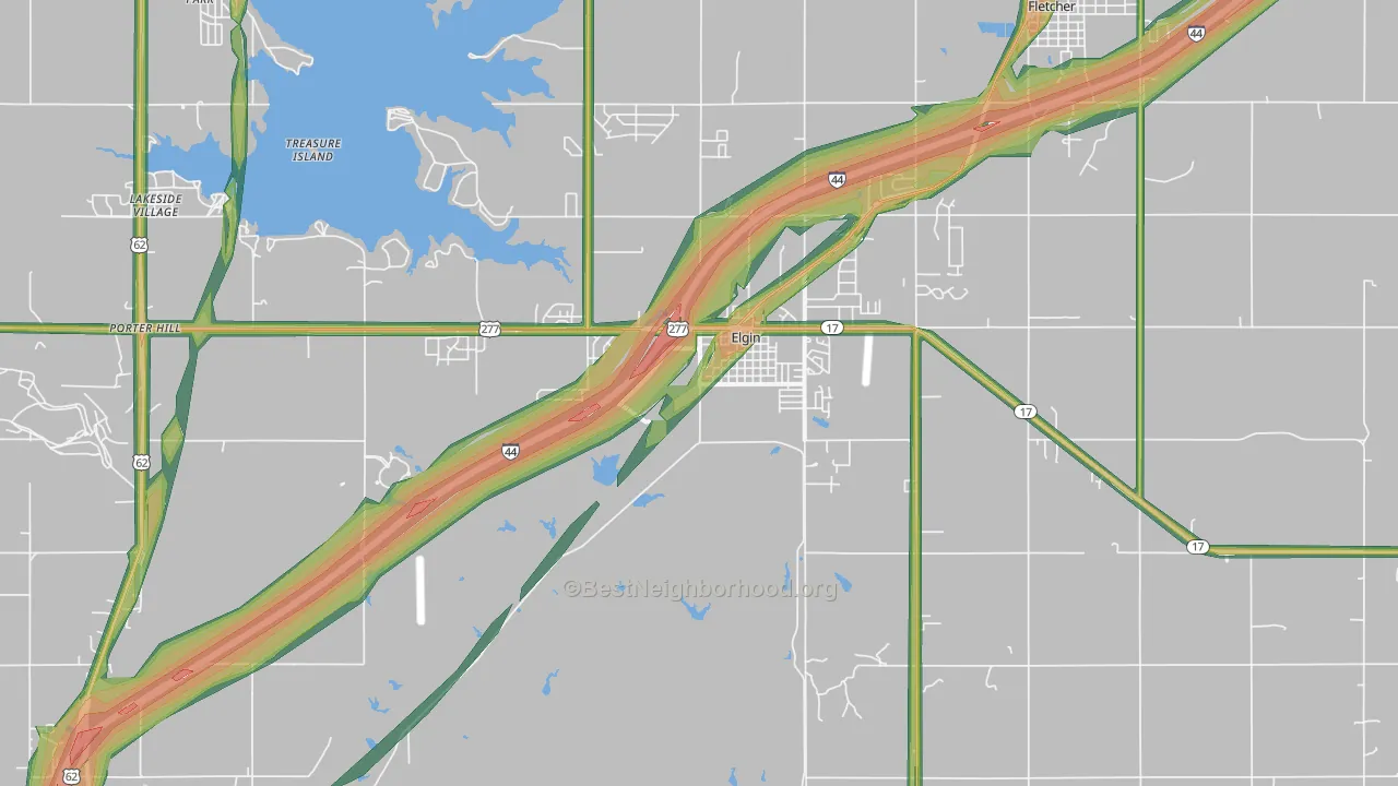 73538, OK Map of Noise Levels in 73538