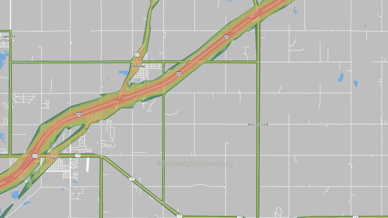 73541, OK Map of Noise Levels in 73541