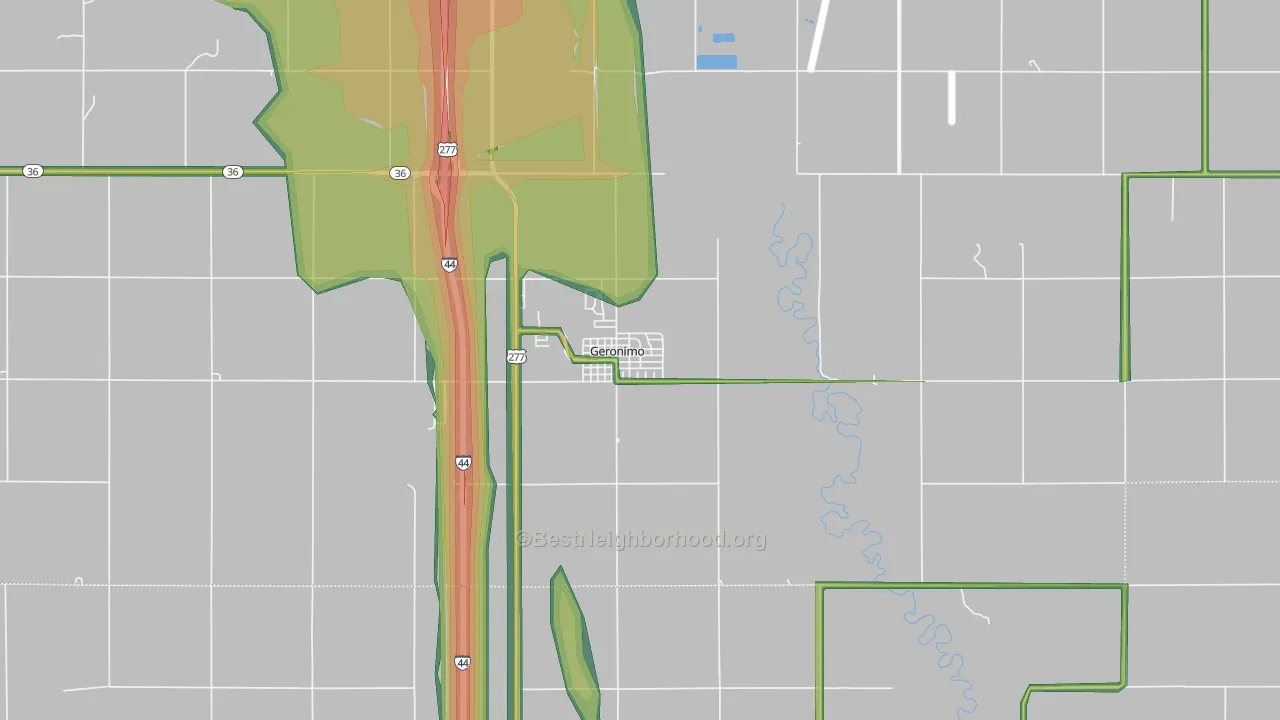 73543, OK Map of Noise Levels in 73543