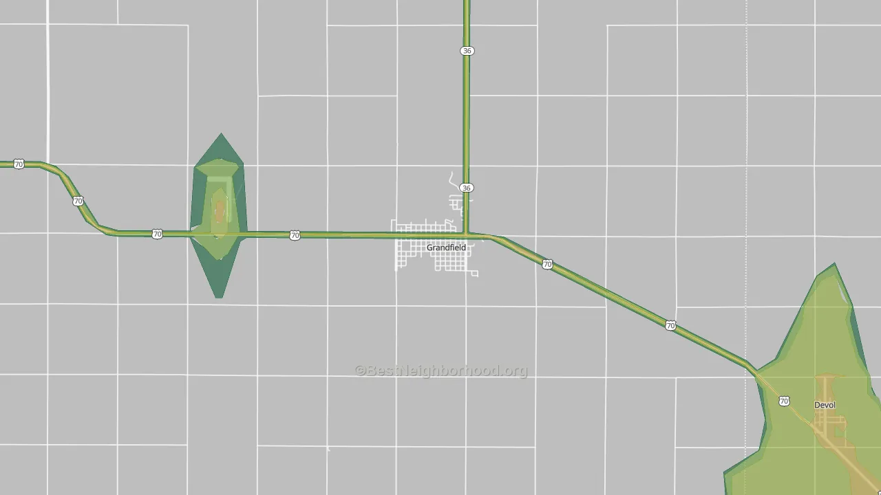 73546, OK Map of Noise Levels in 73546