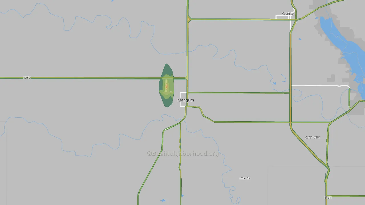 73554, OK Map of Noise Levels in 73554
