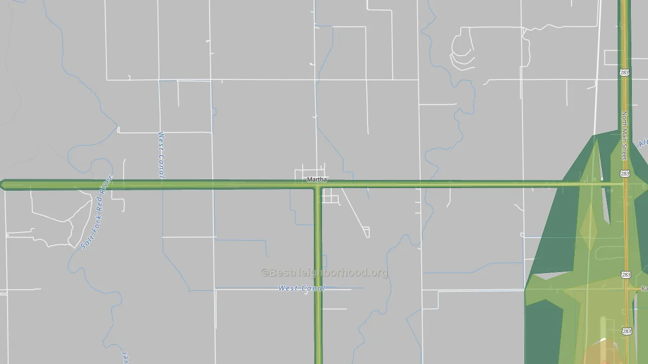 73556, OK Map of Noise Levels in 73556