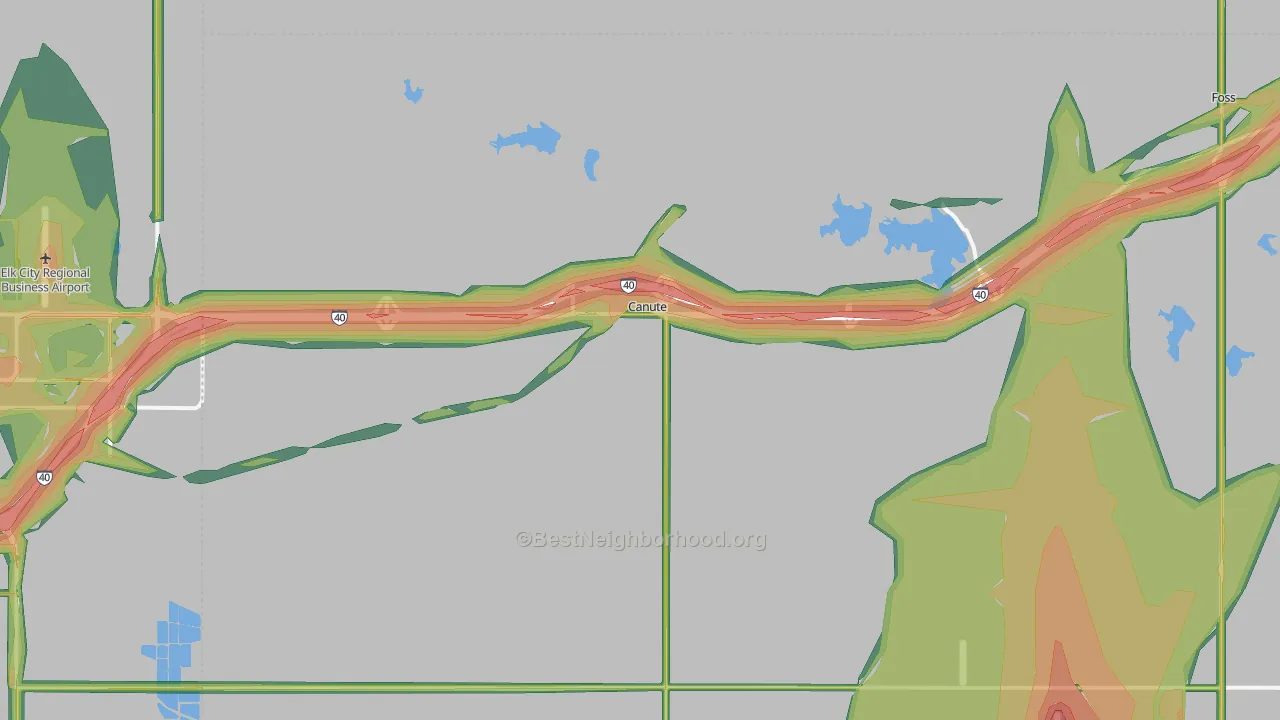 73626, OK Map of Noise Levels in 73626