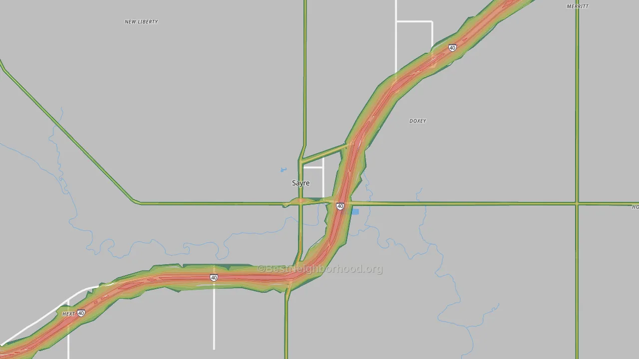 73662, OK Map of Noise Levels in 73662