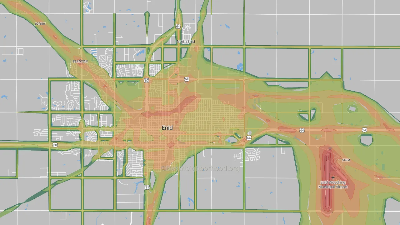 73701, OK Map of Noise Levels in 73701