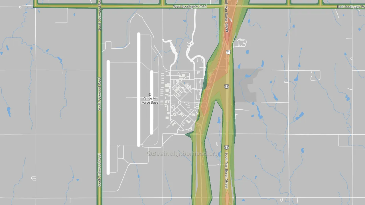 73705, OK Map of Noise Levels in 73705