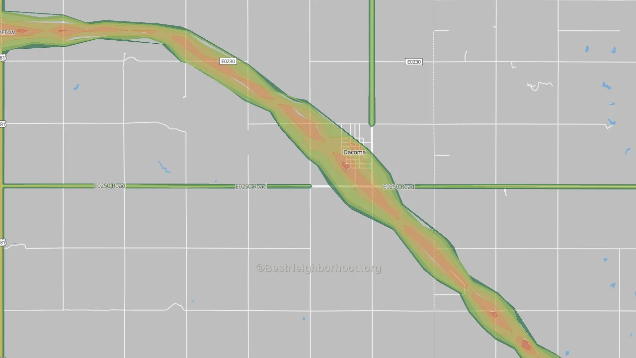 73731, OK Map of Noise Levels in 73731