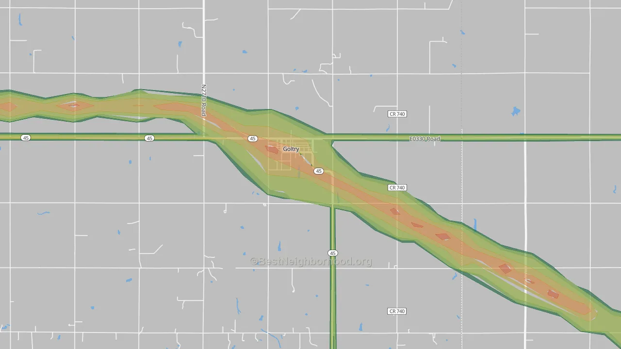 73739, OK Map of Noise Levels in 73739
